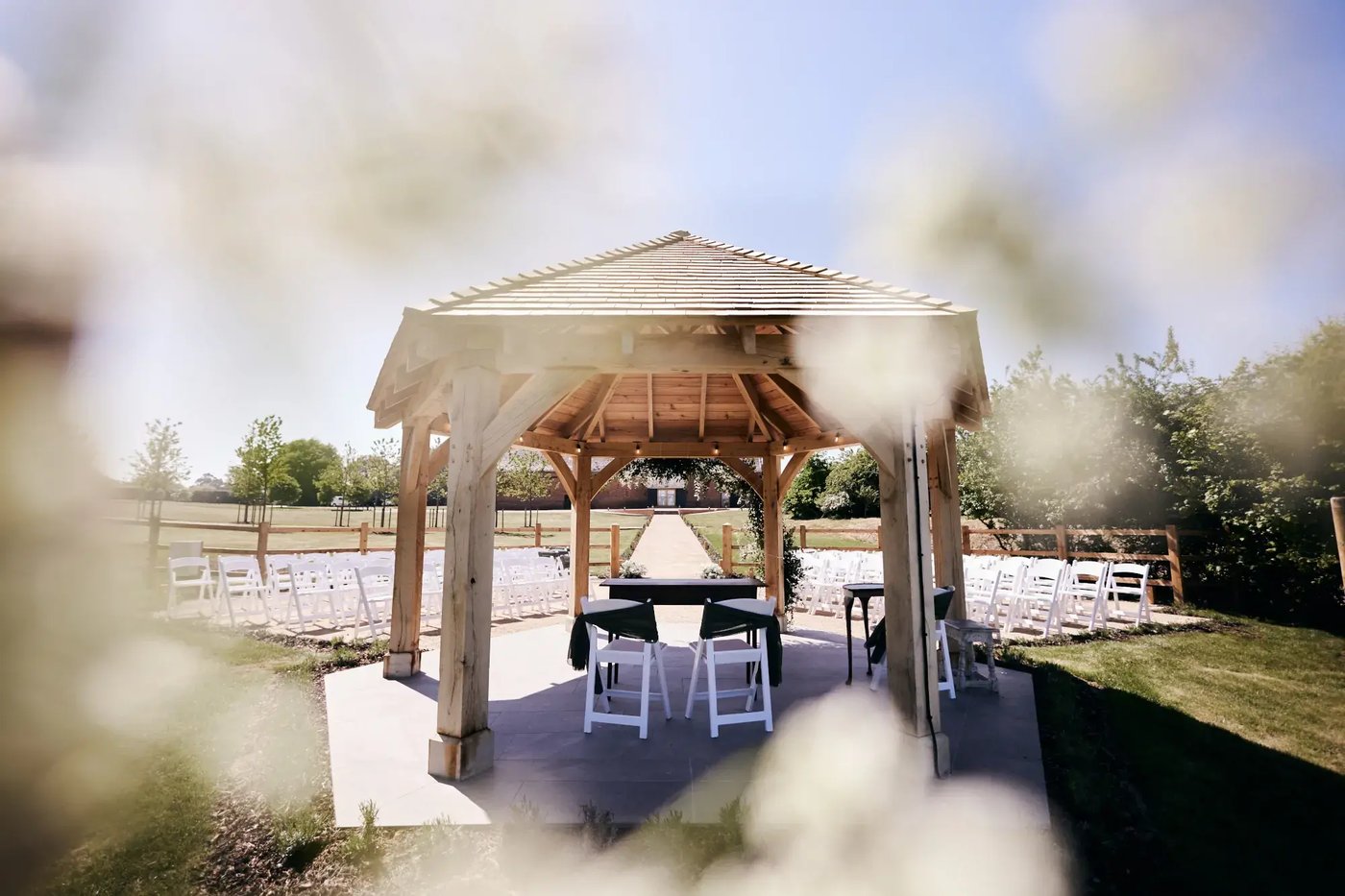 Outdoor wedding space at Copdock Hall