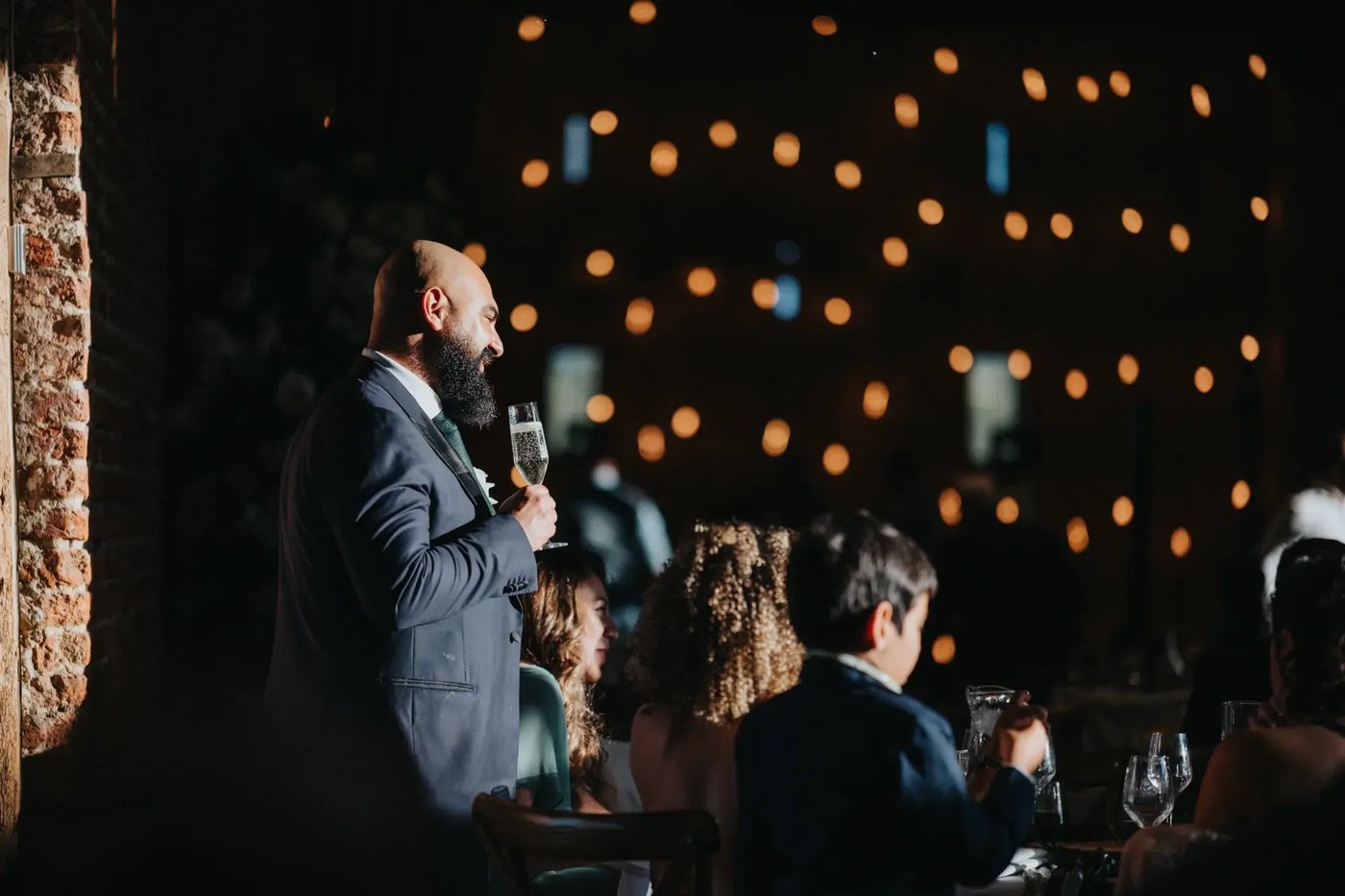 Groom making a speech in the barn at Copdock Hall
