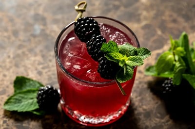 A drink garnished with berries at Copdock Hall
