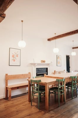 Downstairs seating area in the kitchen at Copdock Hall