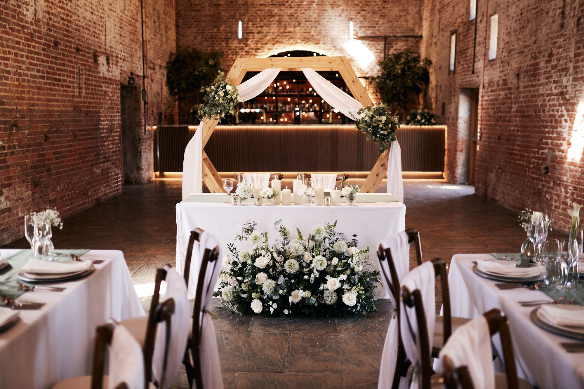 copdock hall romantic set up in barn