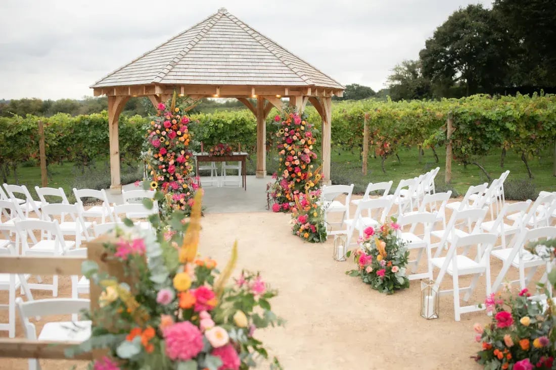 Copdock hall pergola set up for outdoor ceremony